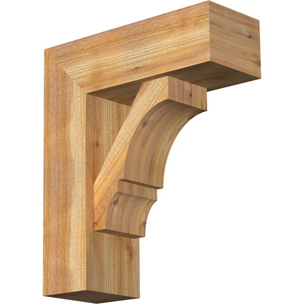 Ekena Millwork Balboa Block Rough Sawn Bracket w/ Offset Brace, Western Red Cedar, 8"W x 22"D x 26"H BKT0806X22X26BOA05RWR - main